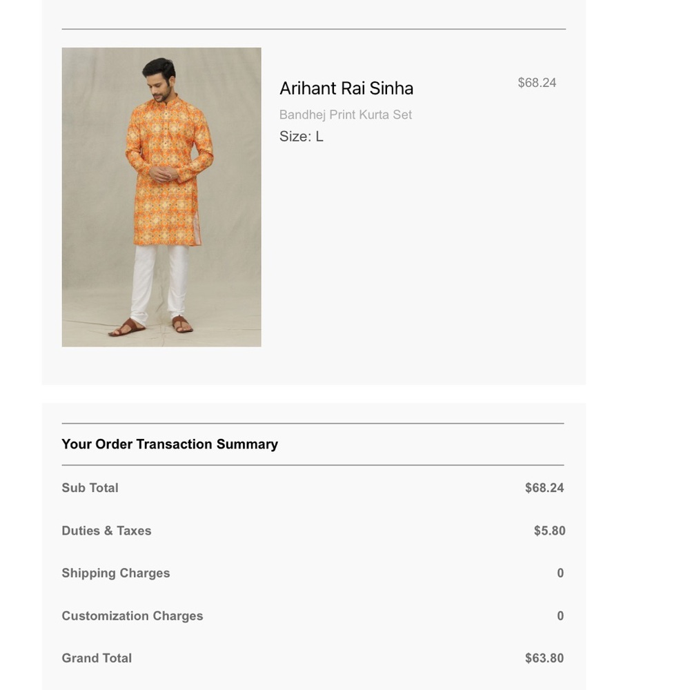 Orange Bandhej Print Kurta Set